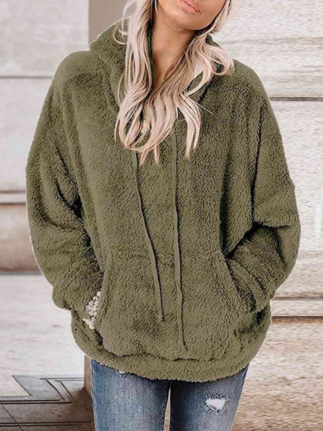 Regular & Plus Size Flower Graphic Textured Hoodie with Pocket